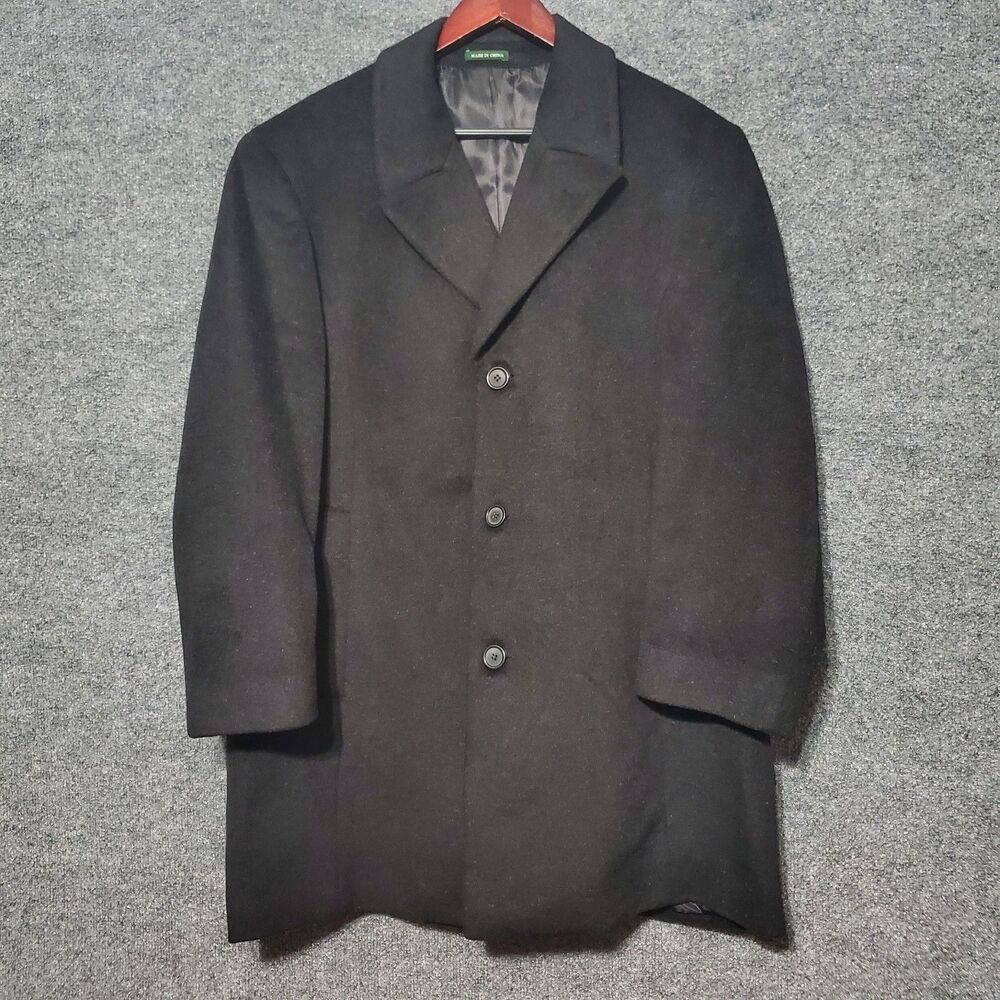 Lauren Ralph Lauren Wool Overcoat Mens 42 S Black LRL Classic Preppy VTG Y2K